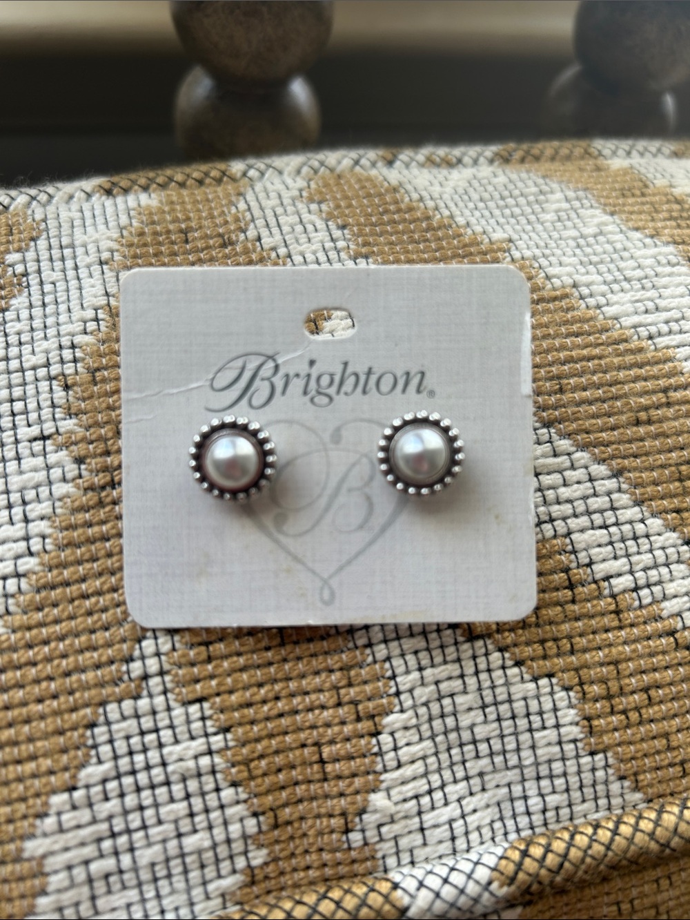 Brighton Silver Pearl Halo Stud Earrings - White Pearls